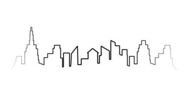 vista panorâmica da cidade, ilustração vetorial gráfica plana. forma de contorno isolado simples, impressão abstrata de borda. silhueta de edifício urbano. vetor