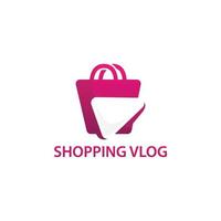 imagem de design de logotipo de vlog de compras moderno. reprodução de vídeo da loja vetor