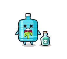 ilustração de um personagem de garrafa de água de galão vomitando devido a envenenamento vetor