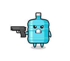 o personagem de garrafa de água de galão fofo atira com uma arma vetor