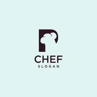 letra p logotipo do chef, arte inicial do projeto do vetor do cozinheiro do restaurante