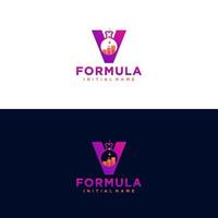 logotipo moderno do laboratório da fórmula inicial v fórmula botlle. ícone simples, arte de design de modelo vetor