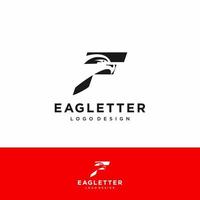 letra f cabeça de águia logotipo preto vector cor e arte de fundo vermelho