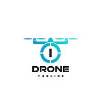 i arte do logotipo da letra inicial para a loja de drones. logotipo para loja de drones, logotipo de drone com inicial. vetor