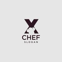 letra x logotipo do chef, arte inicial do projeto do vetor do cozinheiro do restaurante