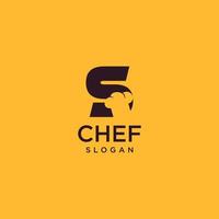 logotipo do chef da letra s, arte inicial do projeto do vetor do cozinheiro do restaurante