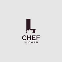 letra l logotipo do chef, arte inicial do projeto do vetor do cozinheiro do restaurante