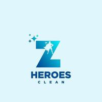 z hero serviço de limpeza de letras iniciais simples arte moderna do logotipo. vetor