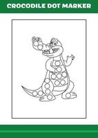 marcador de ponto de educação para crianças. desenho de marcador de ponto de crocodilo para colorir para crianças vetor