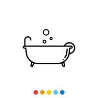 ícone de banheira de contorno, vetor e ilustração.