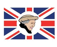 rainha elizabeth rosto retrato com britânico reino unido bandeira nacional europa emblema símbolo ícone ilustração vetorial elemento de design abstrato vetor