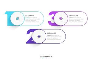 modelo de design de rótulo infográfico vetorial com ícones e 3 opções ou etapas. pode ser usado para diagrama de processo, apresentações, layout de fluxo de trabalho, banner, fluxograma, gráfico de informações. vetor