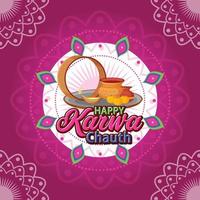 design de cartaz feliz karwa chauth vetor