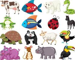 conjunto de vários desenhos animados de animais vetor