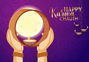 design de cartaz feliz karva chauth vetor