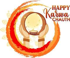 design de banner feliz karva chauth vetor