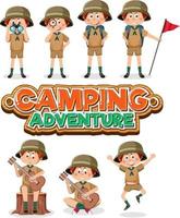 crianças acampando conjunto de personagens de desenhos animados vetor