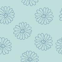 flores sem costura padrão desenhado à mão em estilo doodle. fundo de camomila para papel de parede, têxtil, papel de embrulho, papel digital vetor