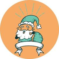 ícone de um personagem de natal de papai noel estilo tatuagem com saco vetor