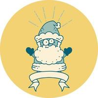 ícone de um personagem de natal de papai noel estilo tatuagem vetor