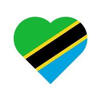 coração de bandeira de vetor da tanzânia isolado no fundo branco