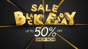 fundo de banner de venda de sexta-feira negra oferta de desconto de 50% em preto e dourado vetor