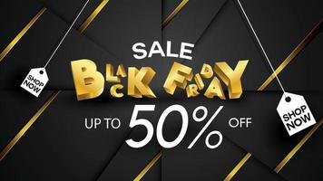 fundo de banner de venda de sexta-feira negra oferta de desconto de 50% em preto e dourado vetor