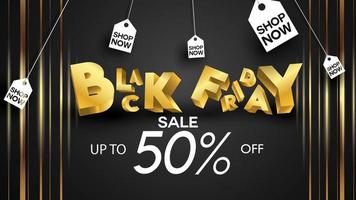 fundo de banner de venda de sexta-feira negra oferta de desconto de 50% em preto e dourado vetor