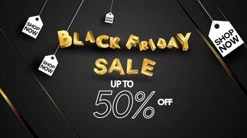 fundo de banner de venda de sexta-feira negra oferta de desconto de 50% em preto e dourado vetor