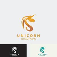 modelo de cabeça de design de imagem de logotipo de cavalo unicórnio elegan vetor