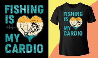 pesca é meu cardio, ilustração vetorial de design de t-shirt de tipografia de pesca. vetor