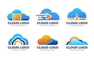 conjunto de logotipo de nuvem vetor
