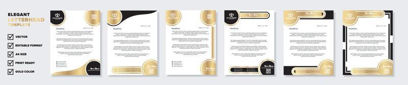 conjunto de modelo de design de papel timbrado elegante para identidade e empresa. cor de ouro vetor