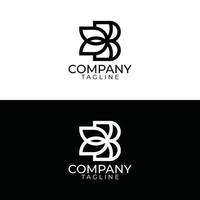 design de logotipo de folha b e modelos de vetor premium