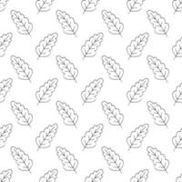 folhas de carvalho sem costura padrão desenhado à mão doodle. vetor, minimalismo, monocromático. têxteis, papel de embrulho, papel de parede outono vetor