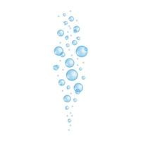 bolhas subaquáticas. gotas transparentes azuis de espuma de banho, espuma de sabão ou xampu, fluxo de água do aquário ou do mar, bebida espumante vetor