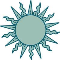 imagem de estilo de tatuagem icônica de um sol vetor