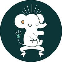 ícone de um elefante fofo estilo tatuagem vetor