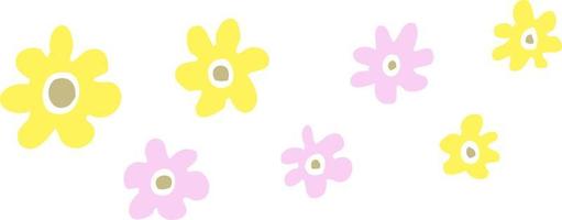 ilustração de cores planas flores decorativas dos desenhos animados vetor