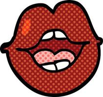 lábios vermelhos de desenho animado estilo quadrinhos vetor