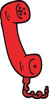 monofone de telefone de desenho animado estilo doodle desenhado à mão vetor