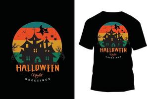 design de camiseta vintage retrô de halloween vetor