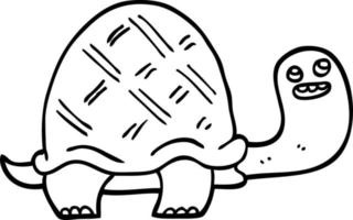 tartaruga feliz dos desenhos animados preto e branco vetor