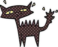 estilo de quadrinhos desenho animado dia das bruxas gato preto vetor