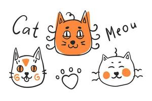 conjunto de gatos doodle vetor