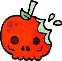 ilustração texturizada grunge cartoon maçã venenosa vermelha vetor