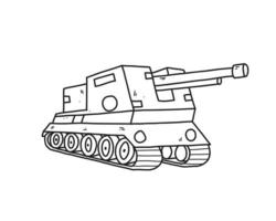 ilustração desenhada à mão do tanque para colorir e arte de linha. crianças colorindo para educação. vetor