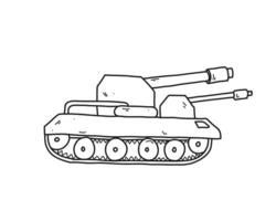 ilustração desenhada à mão do tanque para colorir e arte de linha. crianças colorindo para educação. vetor