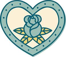 adesivo de tatuagem em estilo tradicional de um coração e flores vetor