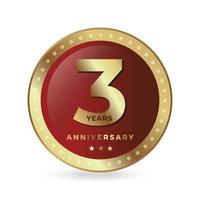 3º terceiro aniversário comemorando ícone logotipo rótulo vetor evento escudo de cor dourada